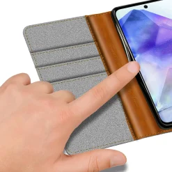 Textil Klapphülle für Samsung Galaxy A37 5G - Case im Jeanslook mit Kartenfächern