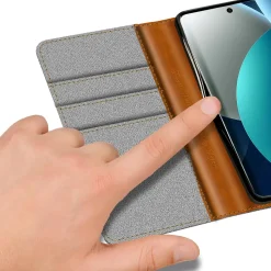 Textil Klapphülle für Xiaomi Redmi Note 15 Pro+ 5G - Case im Jeanslook mit Kartenfächern