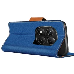Textil Klapphülle für Xiaomi Redmi Note 15 Pro 4G - Case im Jeanslook mit Kartenfächern