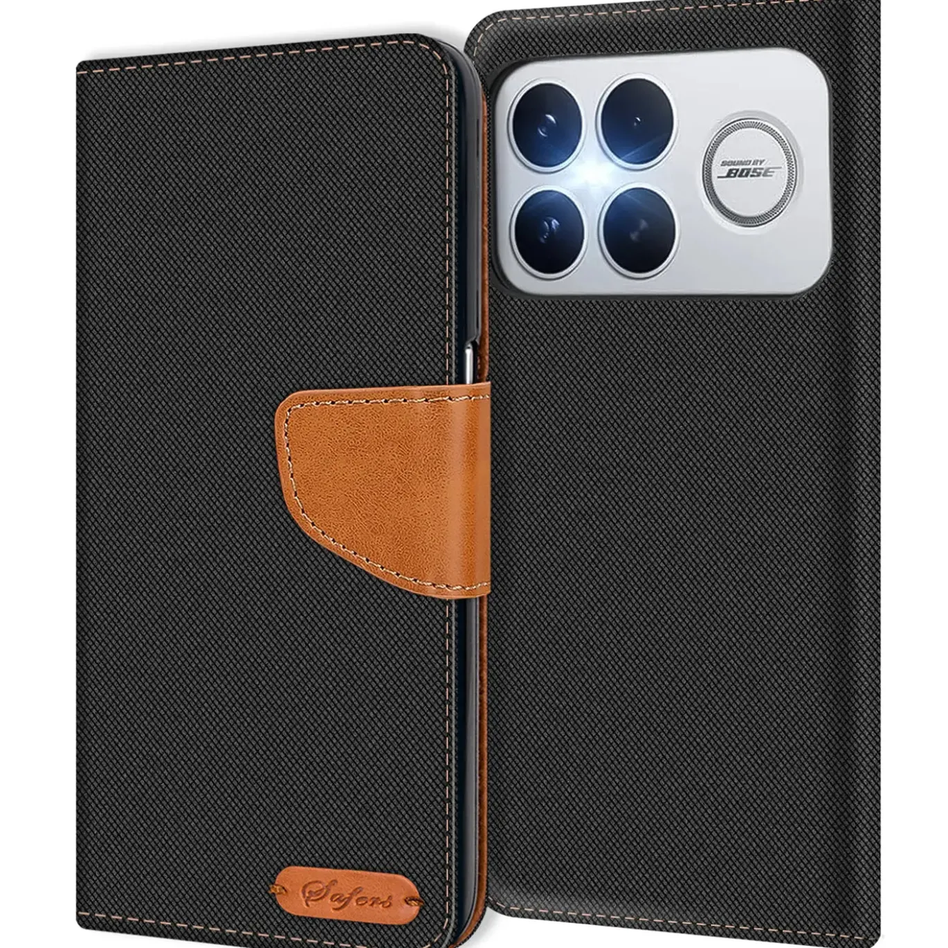 Textil Klapphülle für Xiaomi Poco F8 Ultra - Case im Jeanslook mit Kartenfächern