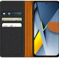 Textil Klapphülle für Xiaomi Poco F8 Ultra - Case im Jeanslook mit Kartenfächern