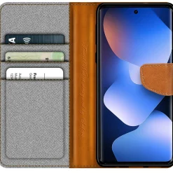 Textil Klapphülle für Xiaomi Redmi Note 15 5G - Case im Jeanslook mit Kartenfächern