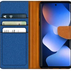 Textil Klapphülle für Xiaomi Redmi Note 15 5G - Case im Jeanslook mit Kartenfächern