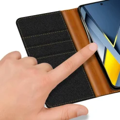 Textil Klapphülle für Xiaomi Poco F8 Pro - Case im Jeanslook mit Kartenfächern