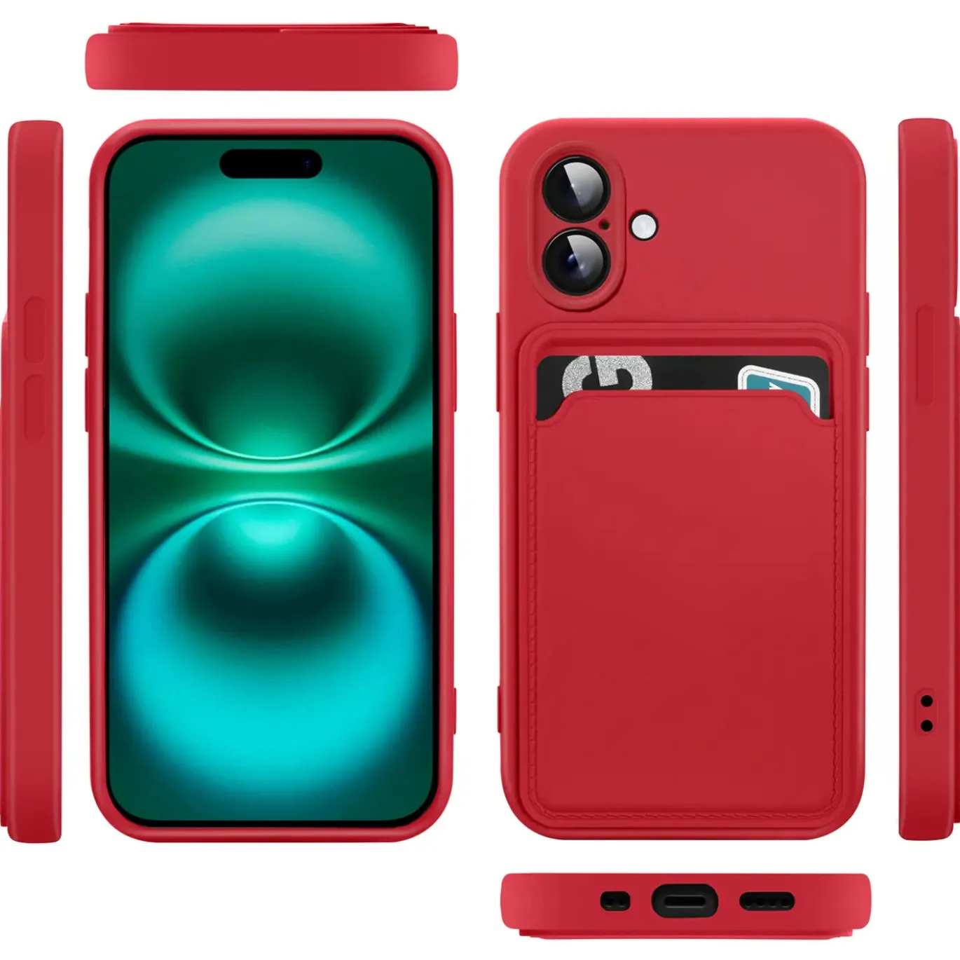 TPU Case für iPhone 17 - Slim Hülle mit Kartenfach & Mikrofaser-Inlay