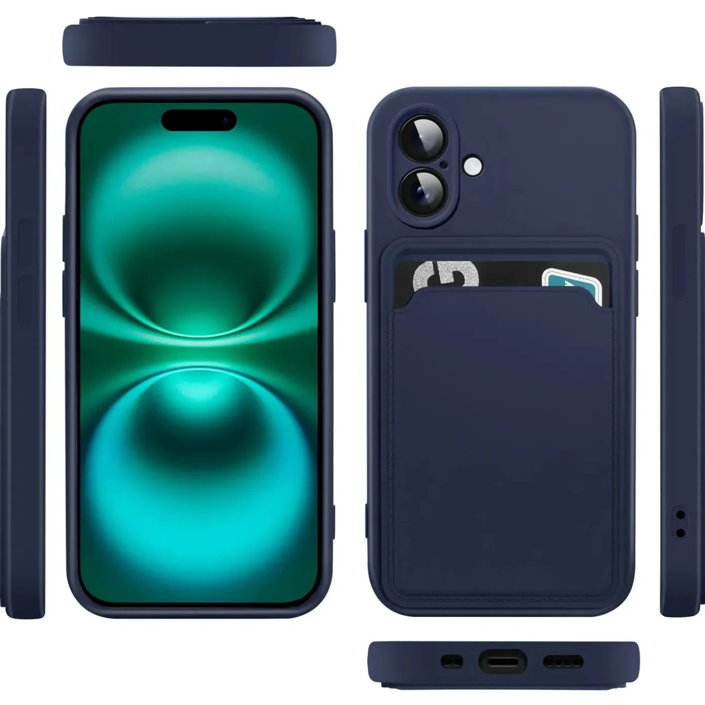 TPU Case für iPhone 17 - Slim Hülle mit Kartenfach & Mikrofaser-Inlay