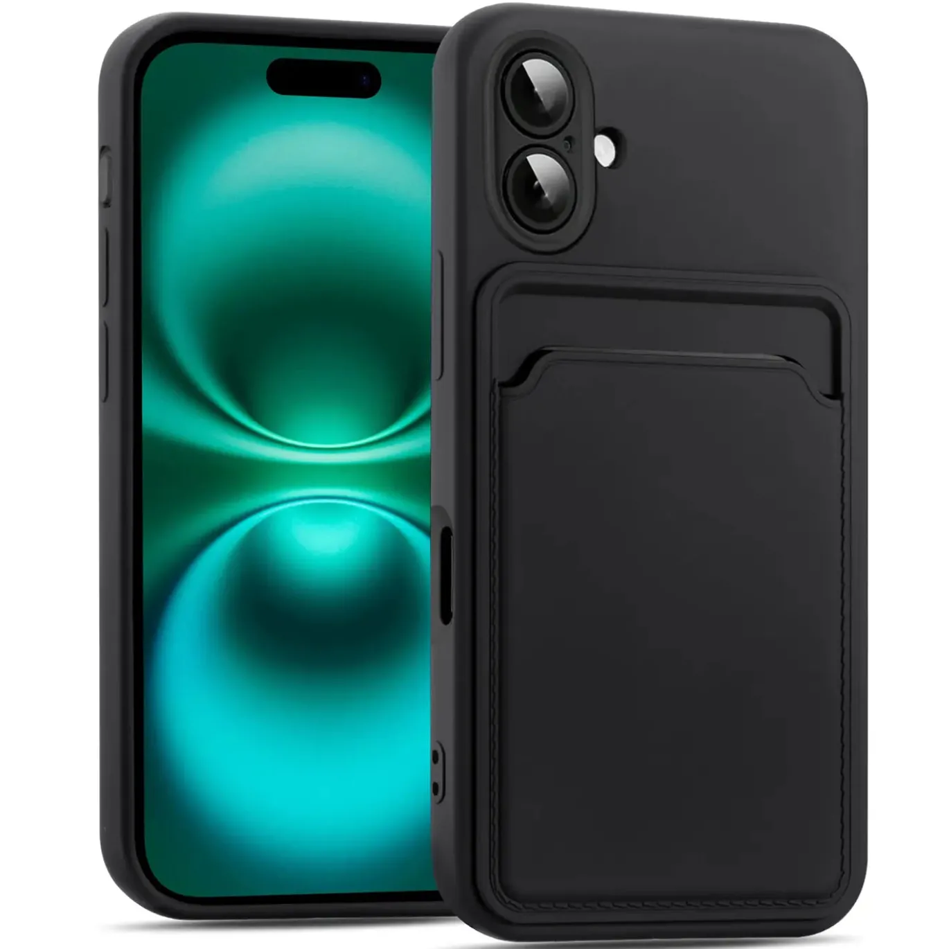 TPU Case für iPhone 17 - Slim Hülle mit Kartenfach & Mikrofaser-Inlay