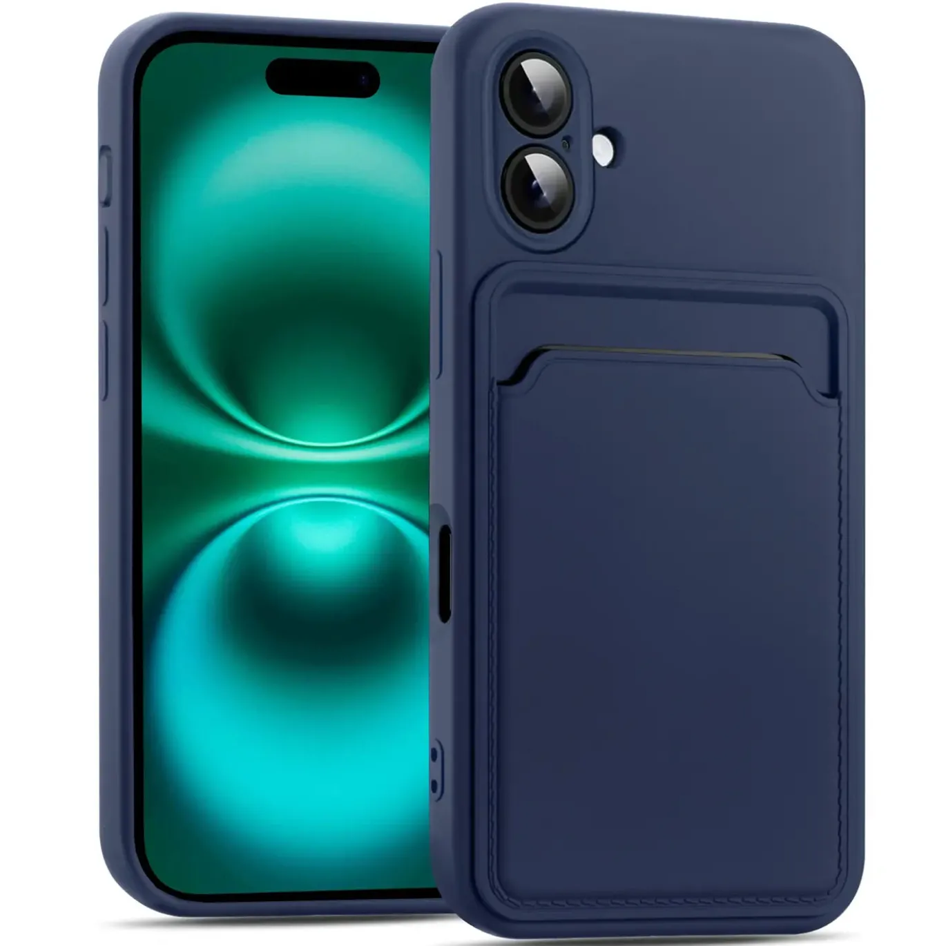 TPU Case für iPhone 17 - Slim Hülle mit Kartenfach & Mikrofaser-Inlay