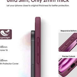 TPU Case für iPhone 17 - Slim Hülle mit Kartenfach & Mikrofaser-Inlay