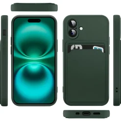 TPU Case für iPhone 17 - Slim Hülle mit Kartenfach & Mikrofaser-Inlay