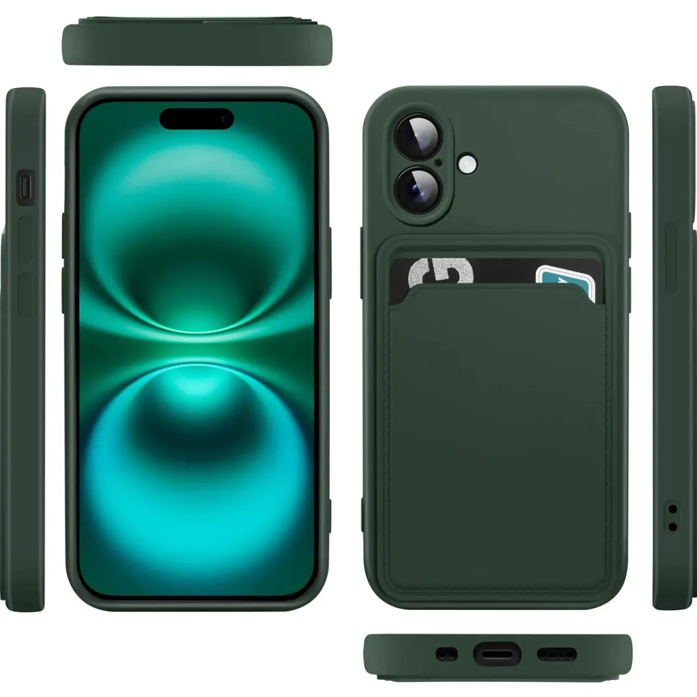 TPU Case für iPhone 17 - Slim Hülle mit Kartenfach & Mikrofaser-Inlay