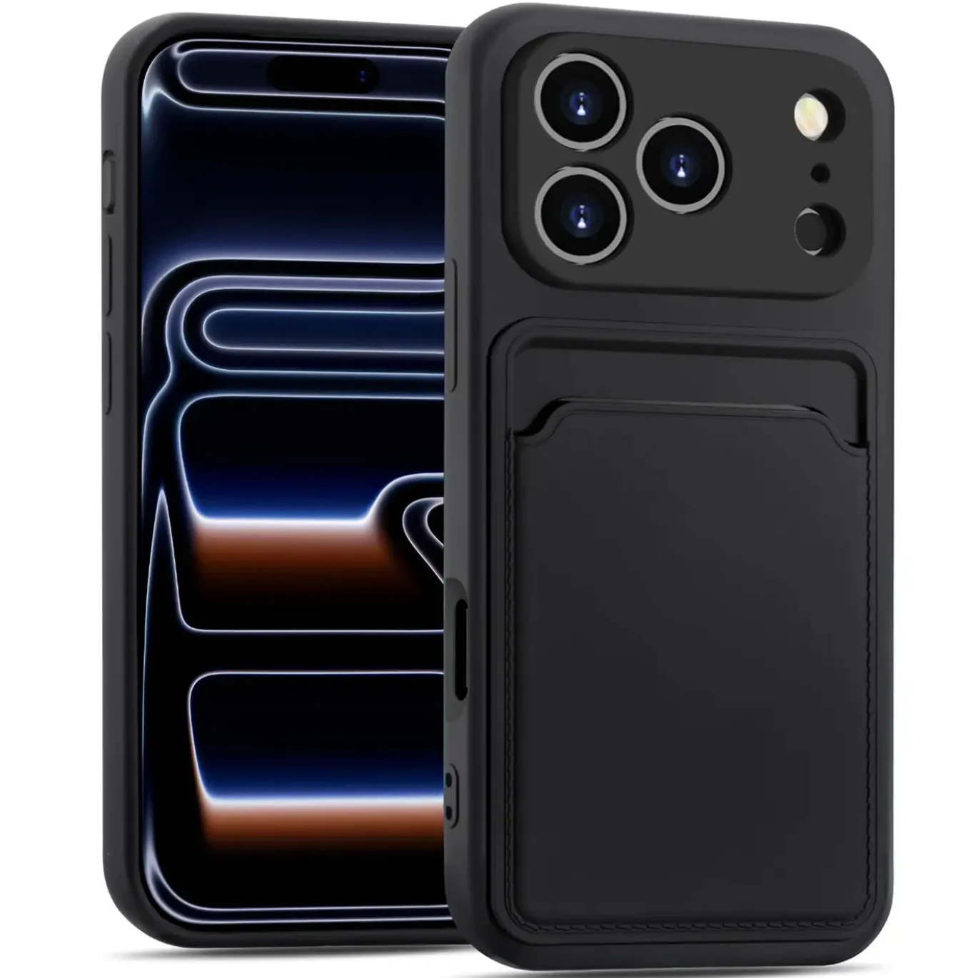 TPU Case für iPhone 17 Pro - Slim Hülle mit Kartenfach & Mikrofaser-Inlay