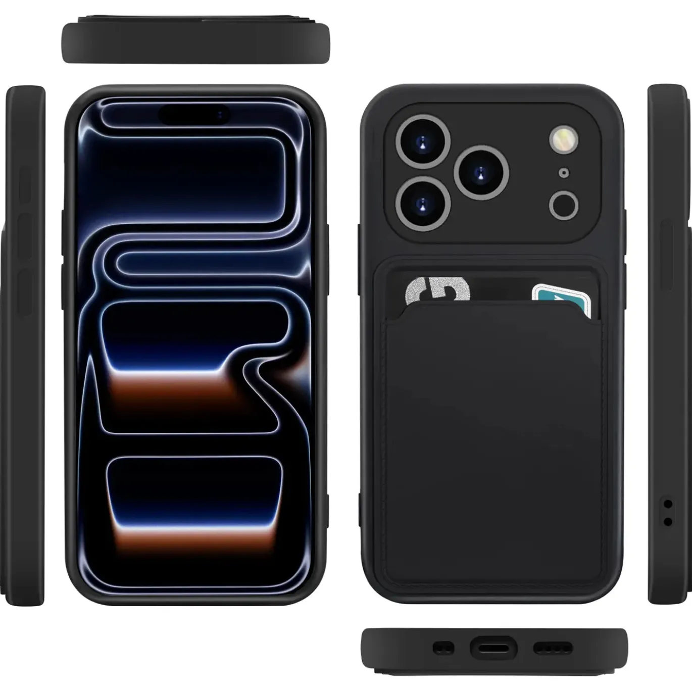 TPU Case für iPhone 17 Pro - Slim Hülle mit Kartenfach & Mikrofaser-Inlay