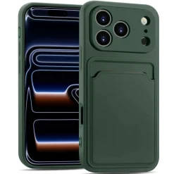 TPU Case für iPhone 17 Pro - Slim Hülle mit Kartenfach & Mikrofaser-Inlay