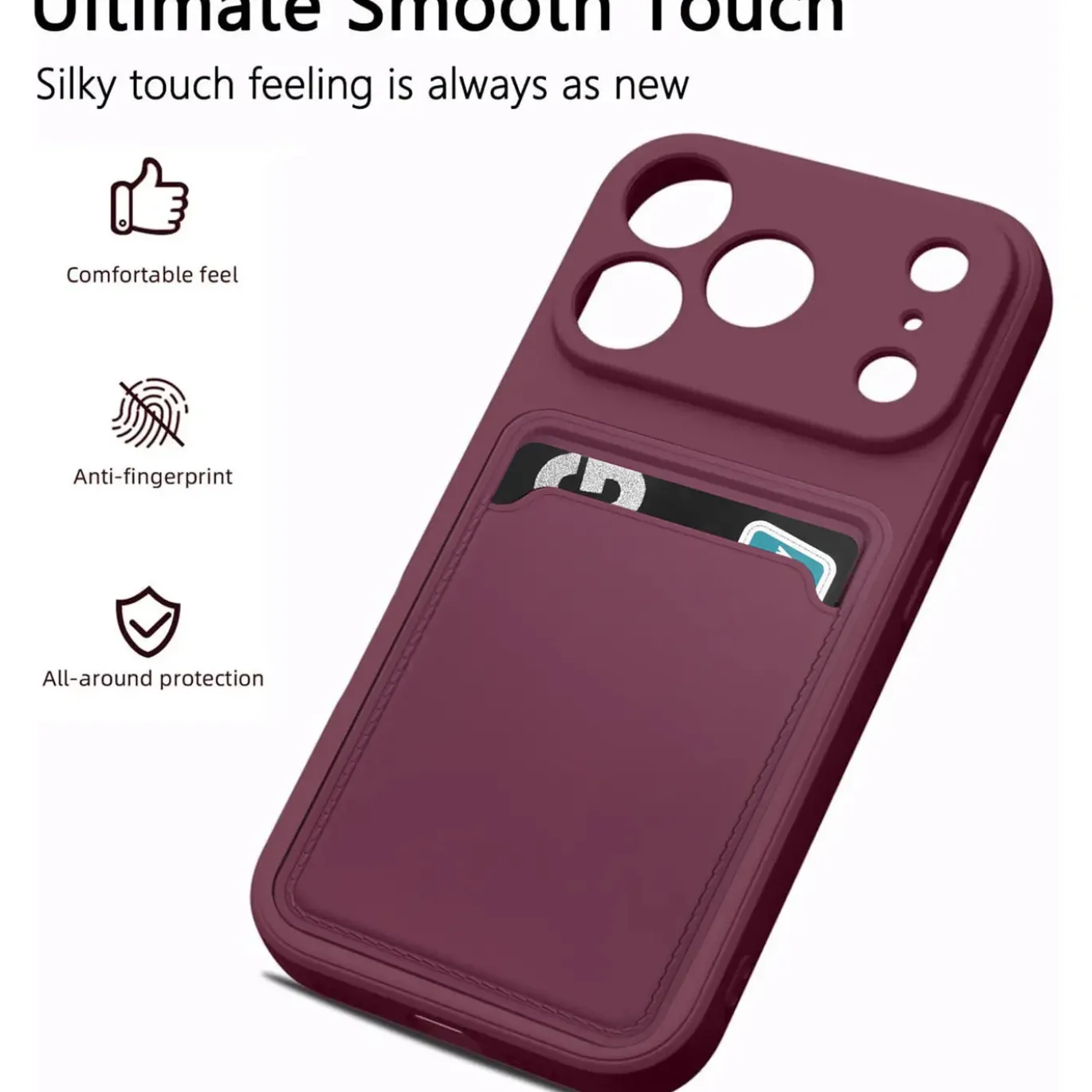 TPU Case für iPhone 17 Pro - Slim Hülle mit Kartenfach & Mikrofaser-Inlay