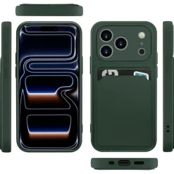 TPU Case für iPhone 17 Pro Max - Slim Hülle mit Kartenfach & Mikrofaser-Inlay