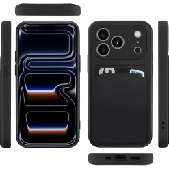 TPU Case für iPhone 17 Pro Max - Slim Hülle mit Kartenfach & Mikrofaser-Inlay