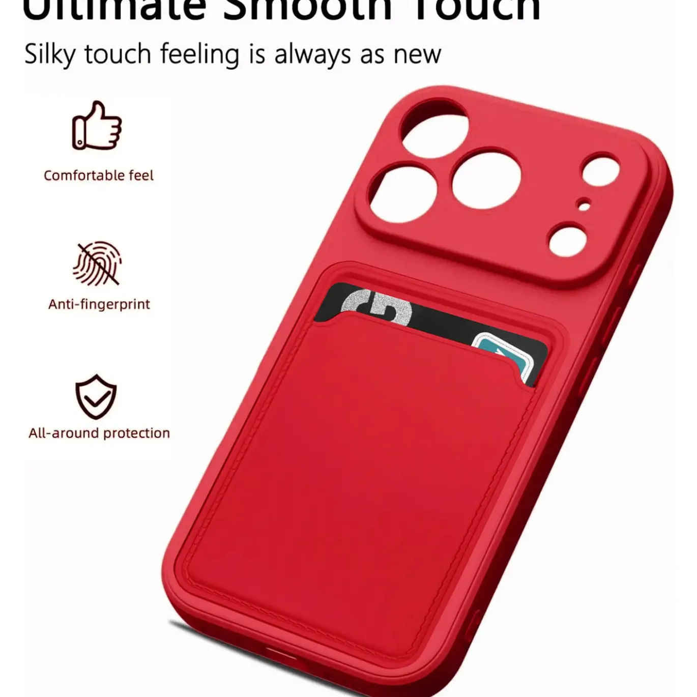 TPU Case für iPhone 17 Pro Max - Slim Hülle mit Kartenfach & Mikrofaser-Inlay