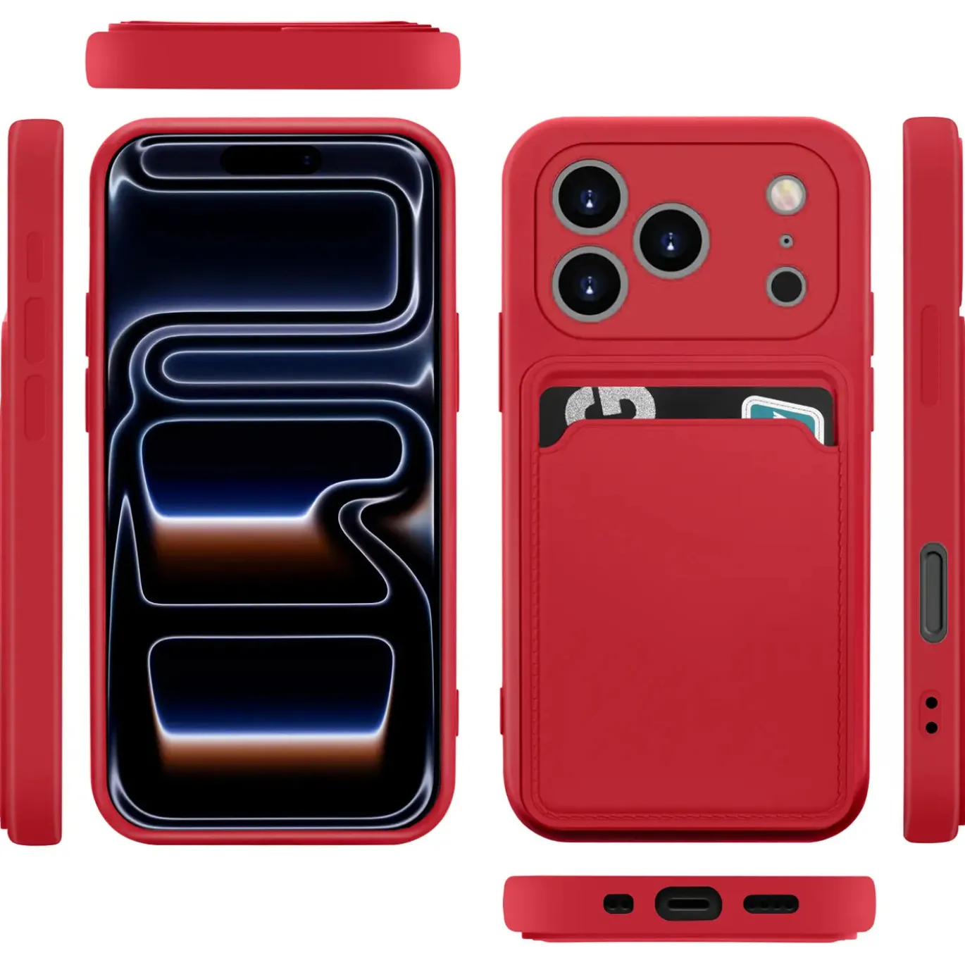 TPU Case für iPhone 17 Pro Max - Slim Hülle mit Kartenfach & Mikrofaser-Inlay