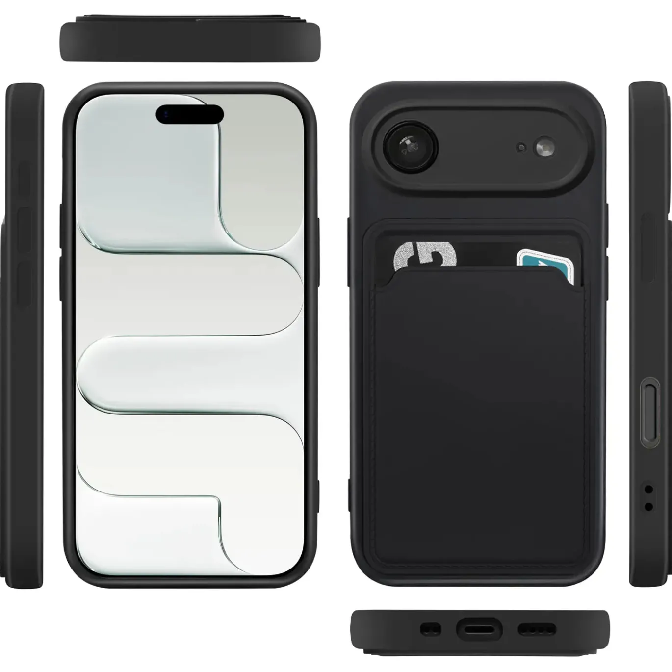 TPU Case für iPhone Air - Slim Hülle mit Kartenfach & Mikrofaser-Inlay