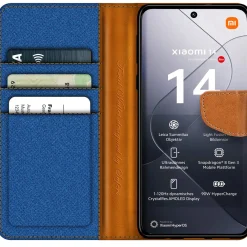 Xiaomi 14 - Jeanslook Klapphülle mit Kartenfach