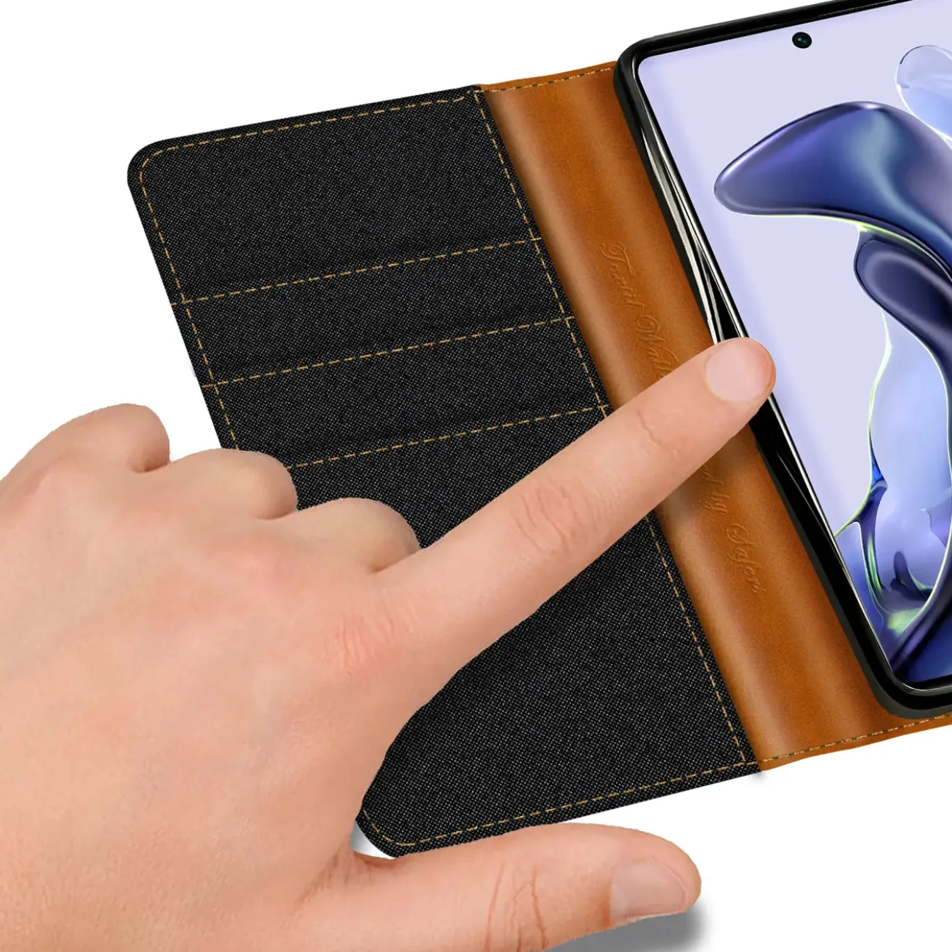 Xiaomi 12 / 12X - Jeanslook Klapphülle mit Kartenfach