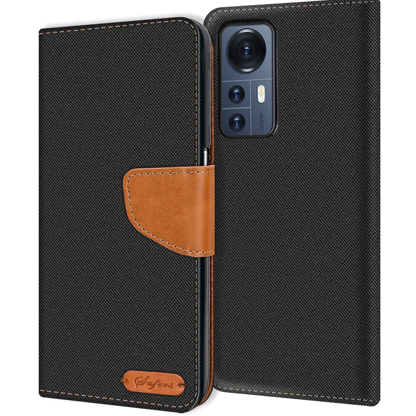 Xiaomi 12 / 12X - Jeanslook Klapphülle mit Kartenfach
