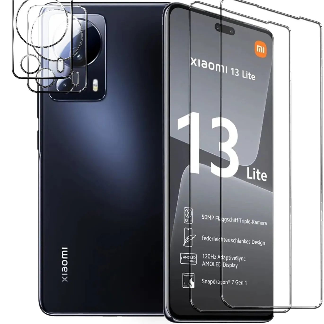Xiaomi 13 Lite - 9H Displayschutzfolie 2x Display & Kamera