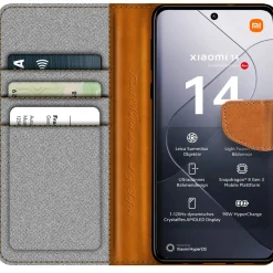 Xiaomi 14 Pro - Jeanslook Klapphülle mit Kartenfach
