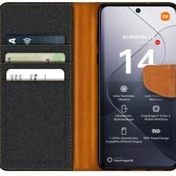 Xiaomi 14 Pro - Jeanslook Klapphülle mit Kartenfach