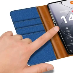 Xiaomi 14 Pro - Jeanslook Klapphülle mit Kartenfach