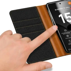 Xiaomi 15 Ultra - Jeanslook Klapphülle mit Kartenfach