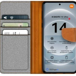 Xiaomi 14 Ultra - Jeanslook Klapphülle mit Kartenfach