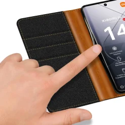Xiaomi 14 Ultra - Jeanslook Klapphülle mit Kartenfach
