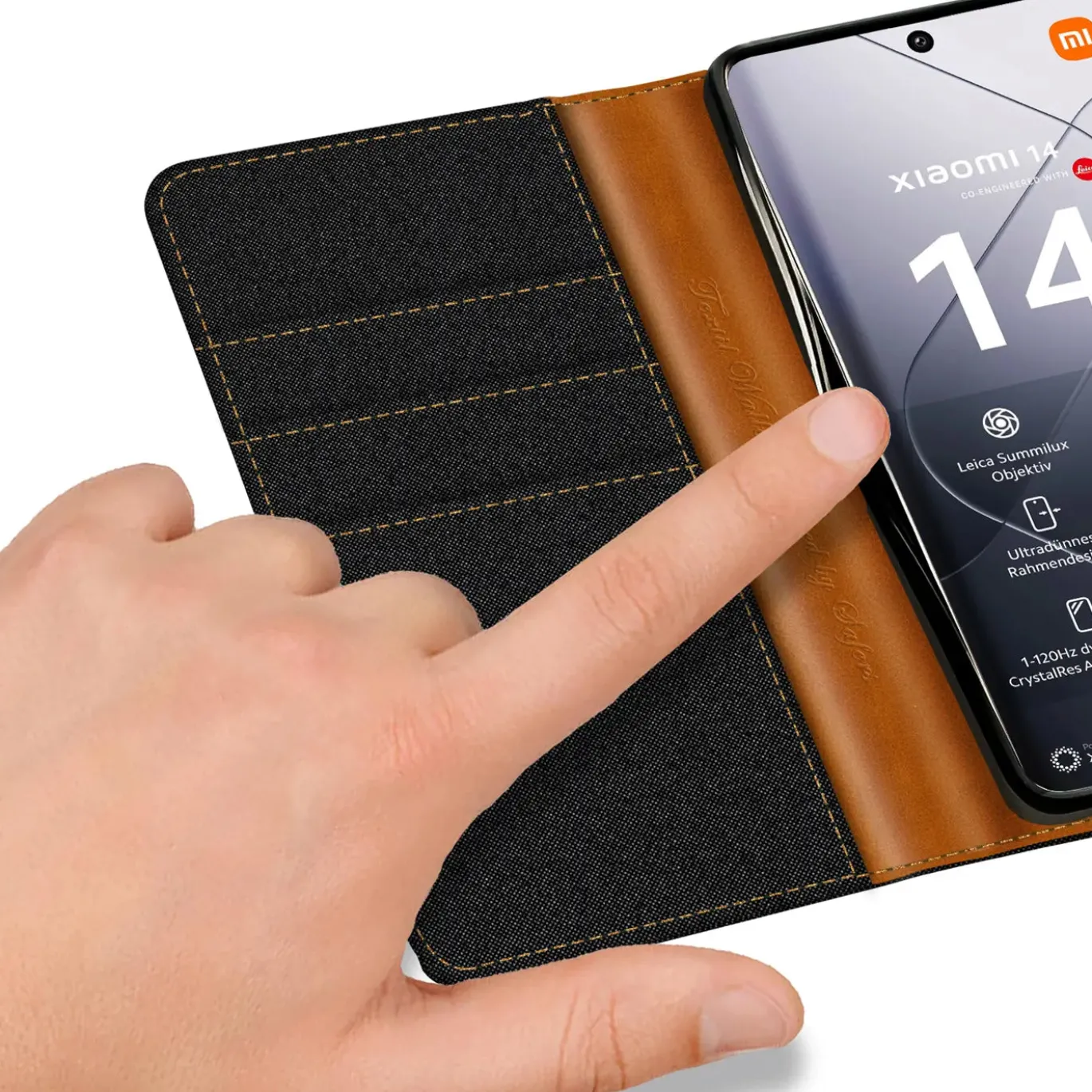 Xiaomi 14 Ultra - Jeanslook Klapphülle mit Kartenfach