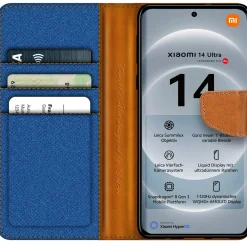 Xiaomi 14 Ultra - Jeanslook Klapphülle mit Kartenfach