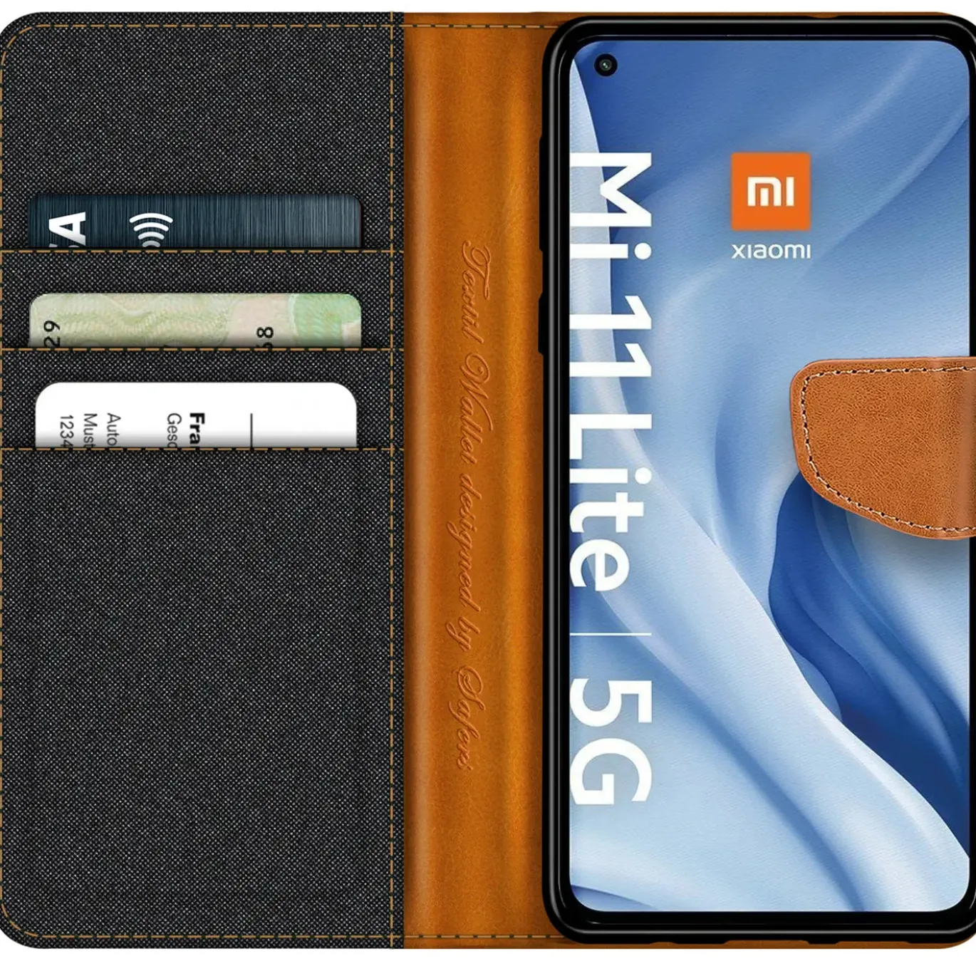 Xiaomi Mi 11 Lite 4G/5G - Jeanslook Klapphülle mit Kartenfach