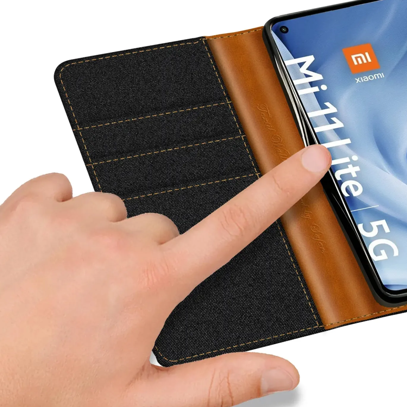 Xiaomi Mi 11 Lite 4G/5G - Jeanslook Klapphülle mit Kartenfach