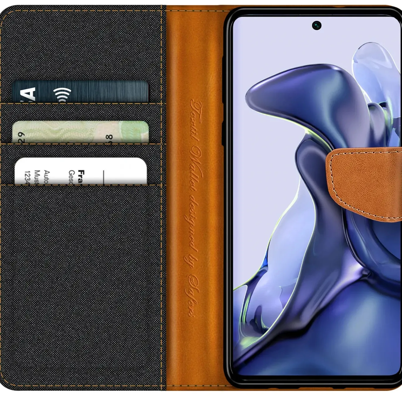 Xiaomi Mi 11T / Mi 11T Pro - Jeanslook Klapphülle mit Kartenfach