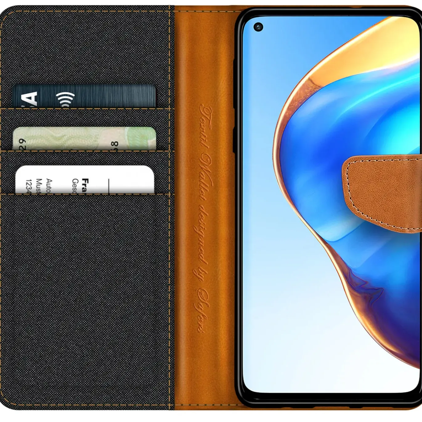 Xiaomi Mi 10T / Mi 10T Pro - Jeanslook Klapphülle mit Kartenfach