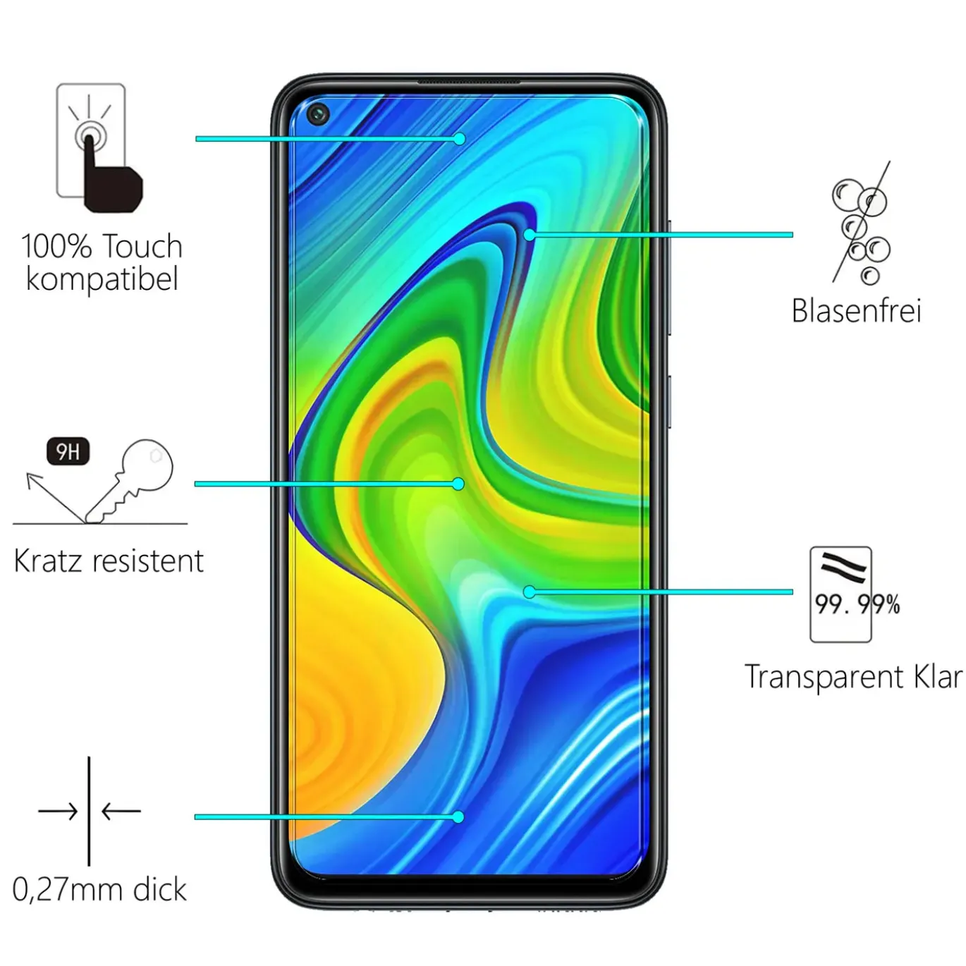 Xiaomi Mi 10T / Mi 10T Pro - 2x 9H Panzer Glasfolie, Displayfolie