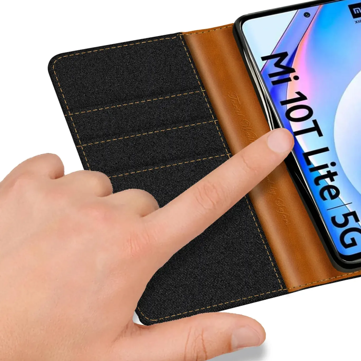 Xiaomi Mi 10T Lite - Jeanslook Klapphülle mit Kartenfach