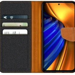 Xiaomi Poco F4 - Jeanslook Klapphülle mit Kartenfach