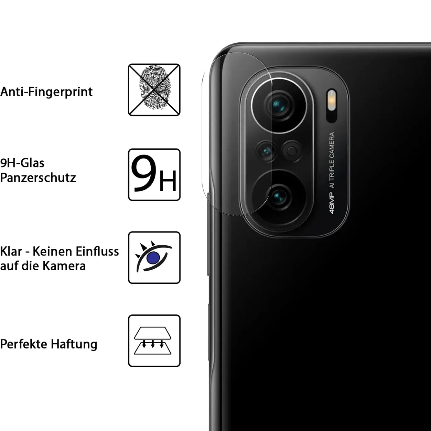 Xiaomi Poco F3 / Mi 11i - 9H Displayschutzfolie 2x Display & Kamera