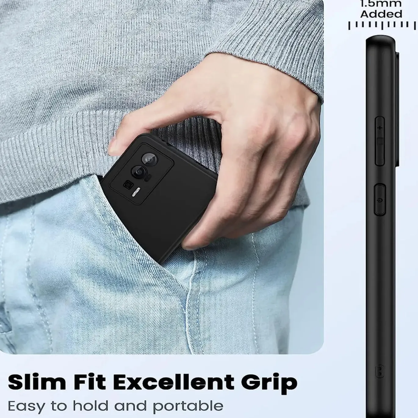 Xiaomi Poco F5 Pro 5G - Slim Silikon Backcover Schwarz