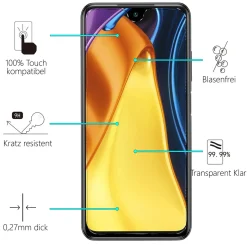 Xiaomi Poco M3 - 9H Displayschutzfolie 2x Display & Kamera