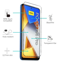 Xiaomi Poco M4 Pro - 9H Displayschutzfolie 2x Display & Kamera