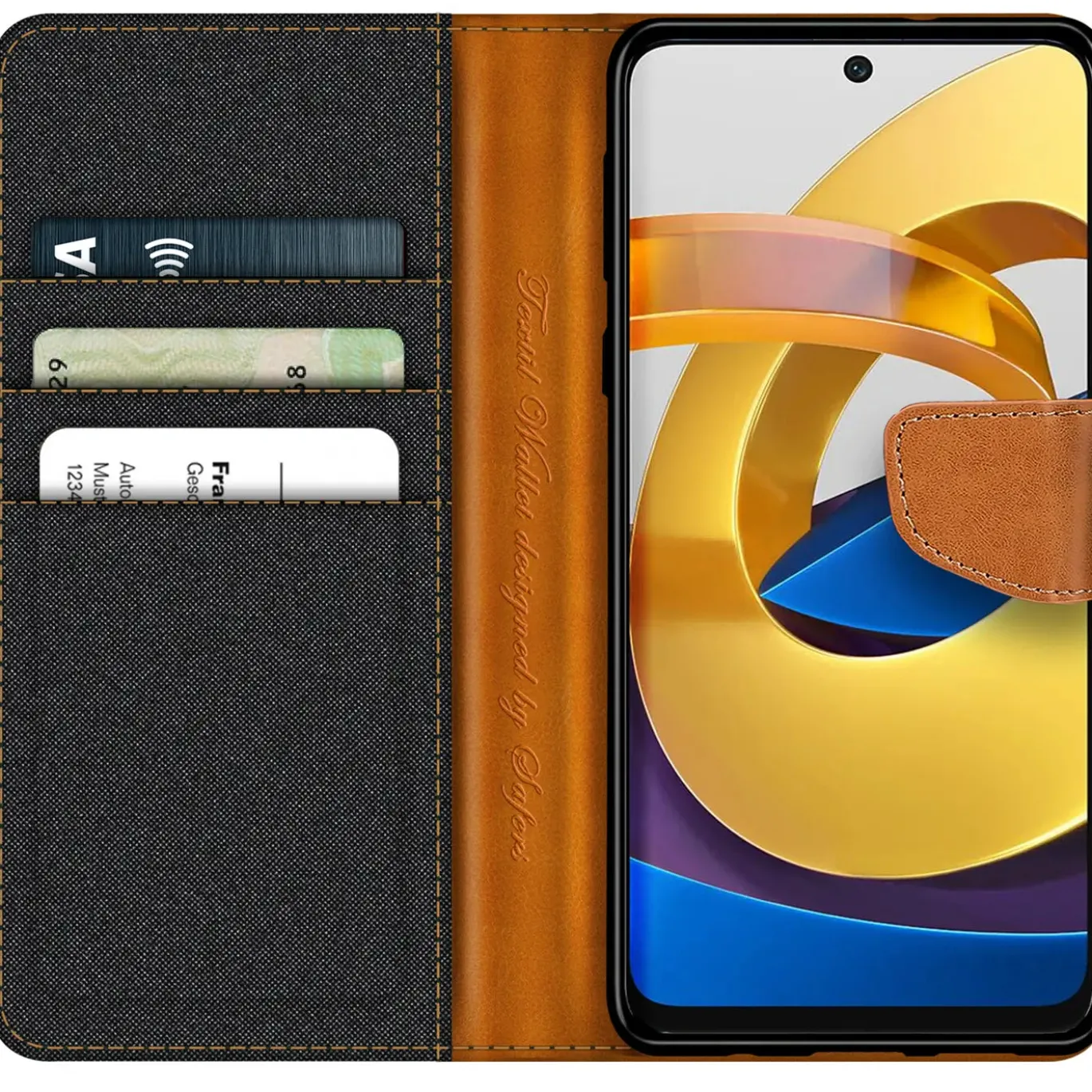 Xiaomi Poco M4 Pro 5G - Jeanslook Klapphülle mit Kartenfach