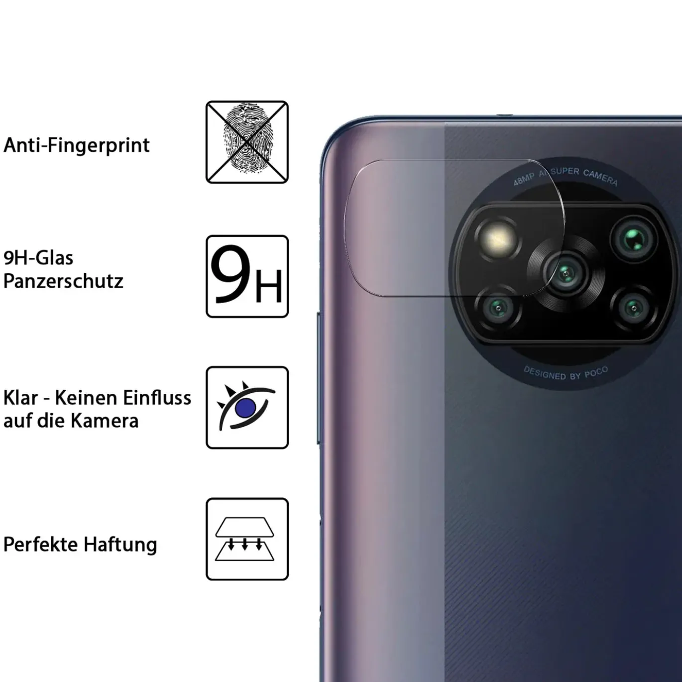 Xiaomi Poco X3 / X3 Pro - 9H Displayschutzfolie 2x Display & Kamera