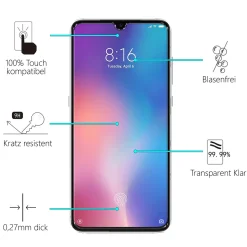 Xiaomi Redmi 9A - 9H Displayschutzfolie 2x Display & Kamera